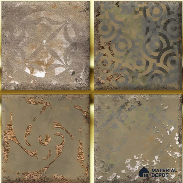 Metallic Wall Tile TL 07236 Rustic Gold 1 ft x 1 ft Ceramic Glossy Finish - 9 mm  | 2 mm Spacer is Mandatory | Suitable For Bathroom, Kitchen, Dining Area | Please Expect a Slight Variation of Pattern (Sample)